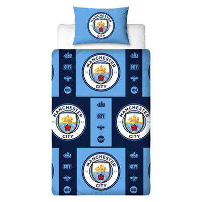Manchester City Fc Reversible Crest Duvet Set Multicoloured (Single) from B&Q