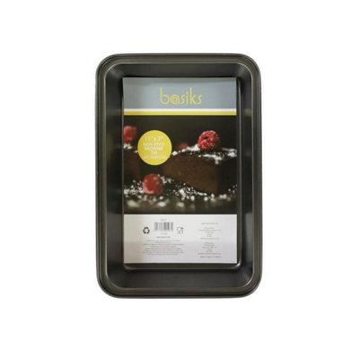 Basiks Rectangle Non-Stick Cake Tin Black (7In X 11In) from B&Q