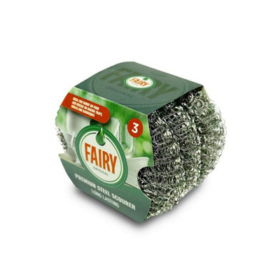 B&Q -  Fairy Steel Scouring Pad (Pack Of 3) Steel (One Size)