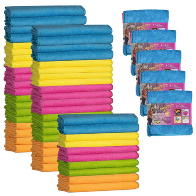 K Collection Microfibre Cleaning Cloth (Pack Of 50) Multicoloured (One Size) from B&Q