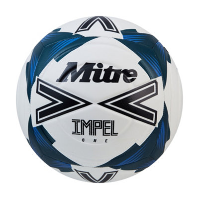 B&Q White/Black Mitre Impel One Football /Tidal Teal (4) Size 24