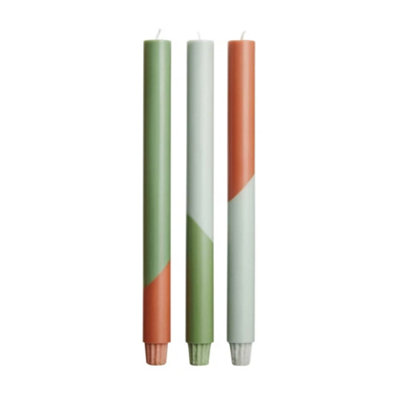 B&Q Green Originalhome Eden Diagonal Candles (Pack Of 3) Heather (One ) Size 3