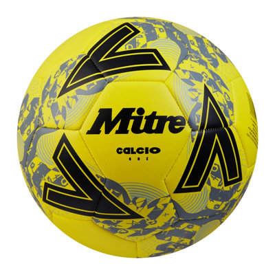 Mitre Calcio 24 Football Fluorescent Yellow/black/grey (5) from B&Q