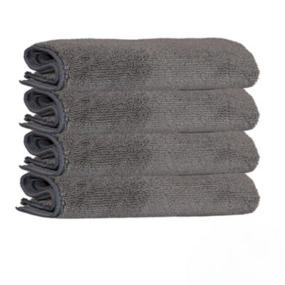 K Collection Unisex Grey Microfibre Cleaning Cloth (Pack Of 4) In - Image 3