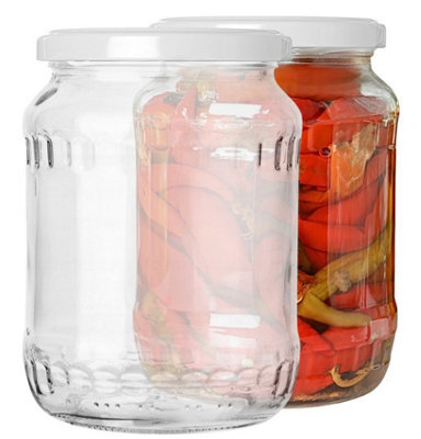 B2C Glass Jars 1.7L With Lid Pickle Jar Set 1700Ml Chutney Honey Storage Preserving X4 from B&Q