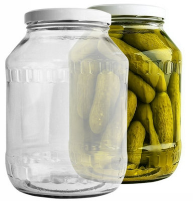 B2C Glass Jars 2650Ml With Lid Pickle Jar Set Chutney Honey Storage Preserving Jam X4 from B&Q