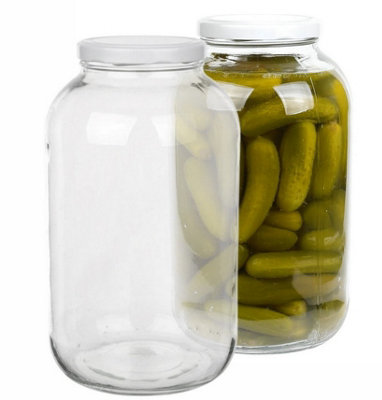 B2C 4.25L Glass Jar With Lid 4250Ml Large Brewing Fermentation Pickling Storage X4 from B&Q