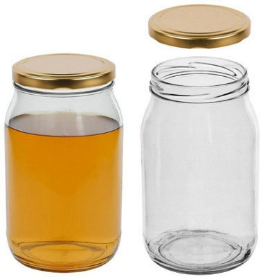 B2C Glass Jars 900Ml With Lid Set Pickle Chutney Honey Storage Diy Preserving Jam X16 from B&Q