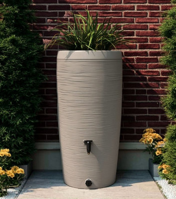 B&Q -  Rainwater Tank Water Butt Plastic Rain Collector Container 240L + Connection Kit Light Grey