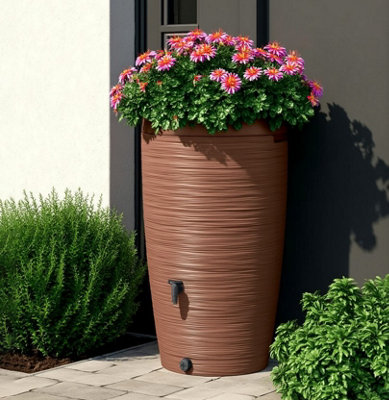 B&Q -  Rainwater Tank Water Butt Plastic Rain Collector Container 240L + Connection Kit Terracotta