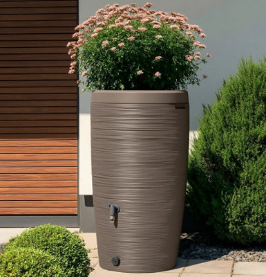 B&Q -  Rainwater Tank Water Butt Plastic Rain Collector Container 240L + Connection Kit Brownie