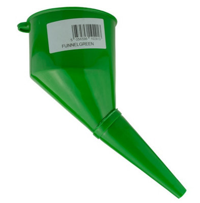B&Q -  Angled Car Fuel Funnel With Built-In Filter Strong Plastic Diesel Oil Petrol Green