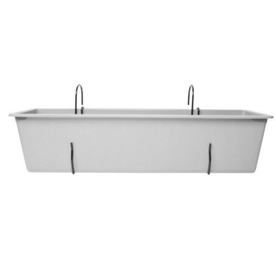 B2C Hanging Flowerpot Planter Box Fencing Balcony Hook Pot Plastic Long Garden Plant L60Cm X W18Cm X H14Cm White from B&Q