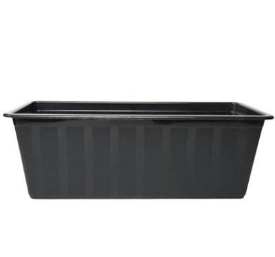 B2C Window Box Flowerpot Planter Rectangle Long Plastic Pot Indoor Outdoor Plant L40Cm X W18Cm X H14Cm Anthracite from B&Q