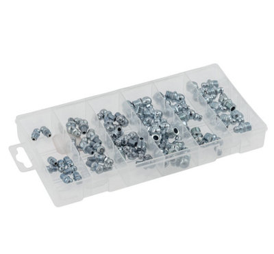 B&Q -  110Pc Grease Fitting Assortment Kit M6/m8/m10 Straight4590 Steel