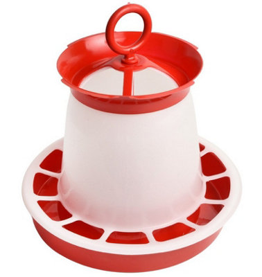 B2C Chicken Feeder Drinker Food Dispenser Waterer Bucket Poultry Hen Bird Plastic Round FeederSmall