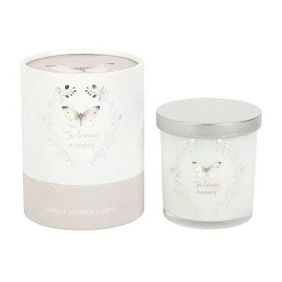 Something Different In Loving Memory Vanilla Butterfly Scented Candle White (One Size) from B&Q