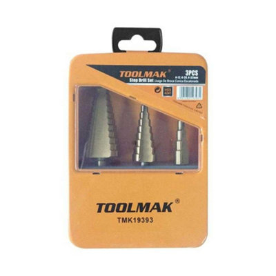  - Toolmak Hss Step Drill Bit (Pack Of 3) Silver (One Size)
