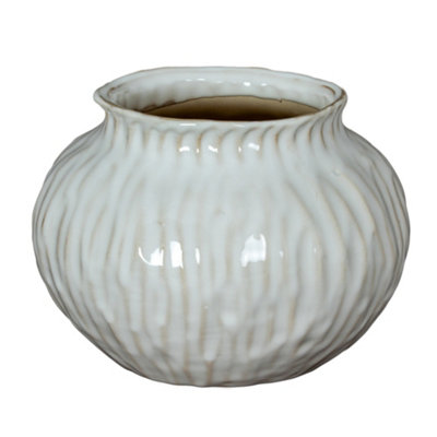 Hill Interiors Unisex White Numa Squat Vase In - Image 6