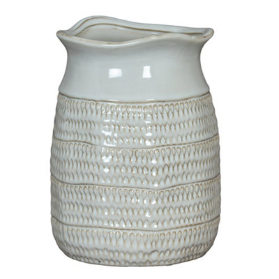 Hill Interiors Unisex White Tava Hewn Cylinder Vase In - Image 4