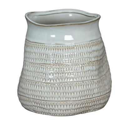 B&Q -  Tava Hewn Wide Vase White (One Size)