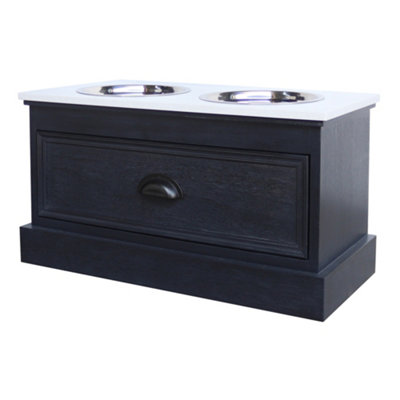 B&Q -  Contour Collection Pet Feeder Table Black (One Size)