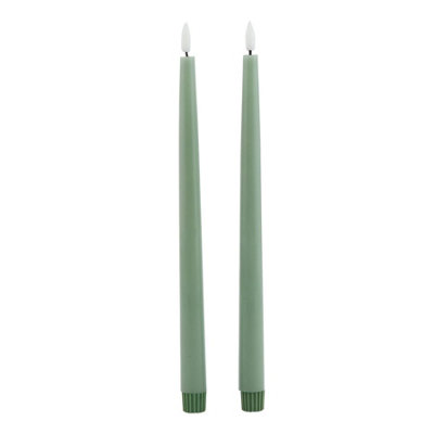 Hill Interiors Luxe Collection Electric Candle (Pack Of 2) Sage (25Cm X 2Cm X 2Cm) from B&Q