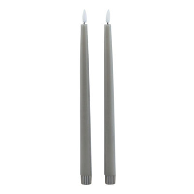 B&Q -  Luxe Collection Electric Candle (Pack Of 2) Grey (25Cm X 2Cm X 2Cm)