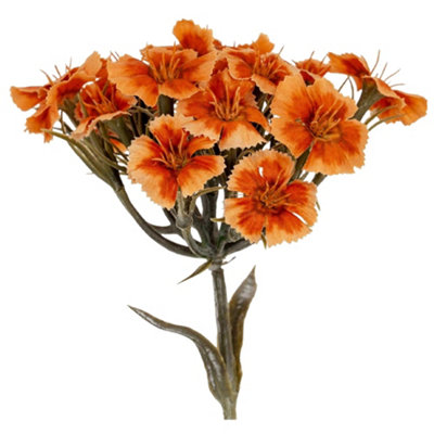 B&Q -  Dianthus Artificial Flower Spray Orange (One Size)