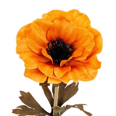 B&Q -  Anemone Anemone Artificial Flower Orange (One Size)