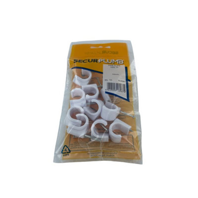 Securplumb Pipe Clips (Pack Of 10) White (15mm) from B&Q
