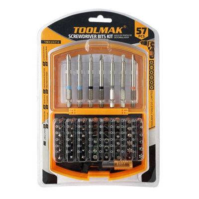 Toolmak Screwdriver Bit Set (Pack Of 57) Silver (One Size) from B&Q