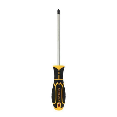 Toolmak Phillips Head Screwdriver Black/orange (200mm X 2mm) from B&Q