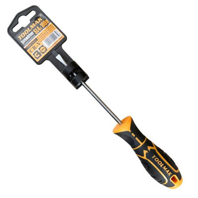 Toolmak Slotted Screwdriver Black/orange (100mm X 4mm) from B&Q