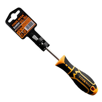 Toolmak Slotted Head Screwdriver Black/orange (75mm X 5mm) from B&Q