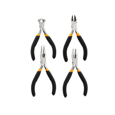 Toolmak Mini Pliers Set (Pack Of 4) Black/orange (One Size) from B&Q