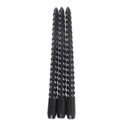 Something Different Dark Romance Twist Taper Candle (Pack Of 3) Black (One Size) from B&Q