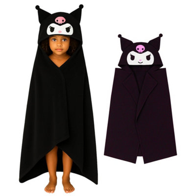 B&Q -  Childrens/kids Kuromi Wrap Blanket Hoodie Black (One Size)