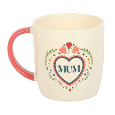 Something Different Mum Folk Heart 350Ml Mug White (One Size) from B&Q