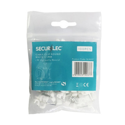 Securlec Flat Cable Clips (Pack Of 100) White (3.5mm) from B&Q