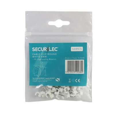 Securlec Round Cable Clips (Pack Of 50) White (6mm) from B&Q