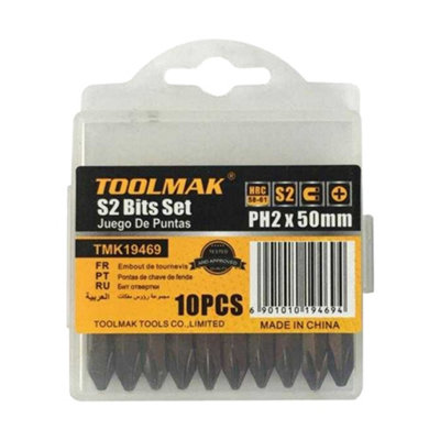  - Toolmak Drill Bit Set (Pack Of 10) Black (50mm)