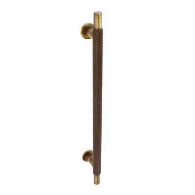  - Smiths Architectural Cross Knurled Door Handle Antique Br (29Cm)