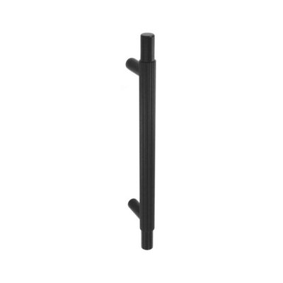  - Smiths Architectural Cross Knurled Door Handle Matt Black (29Cm)
