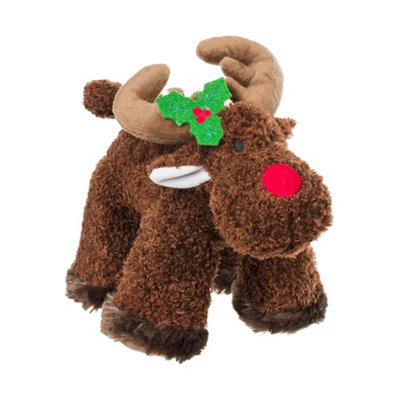 House Of Paws Reindeer Dog Squeak Toy Brown/red (One Size) from B&Q
