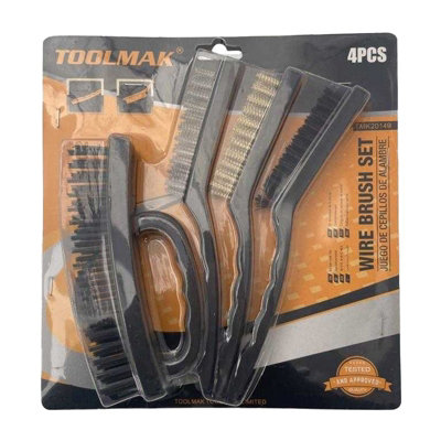  - Toolmak Wire Brush Set (Pack Of 4) Black (One Size)