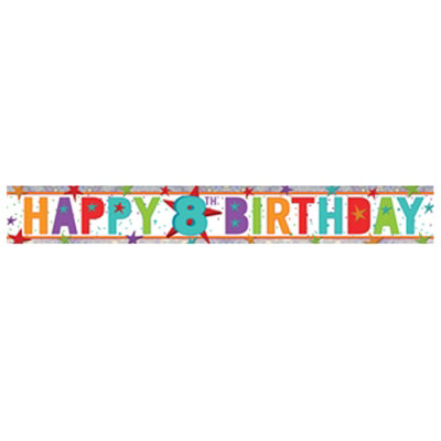 Amscan Foil Holographic 8Th Birthday Banner Multicoloured (One Size) from B&Q