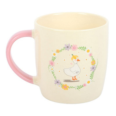  - Something Different Floral Duck Mug Cream/pink (One Size)