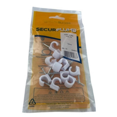 Securplumb Nail-In Pipe Clip (Pack Of 10) White/silver (One Size) from B&Q