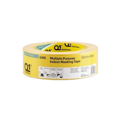 Q1 Multipurpose Masking Tape Yellow (50M X 38mm) from B&Q